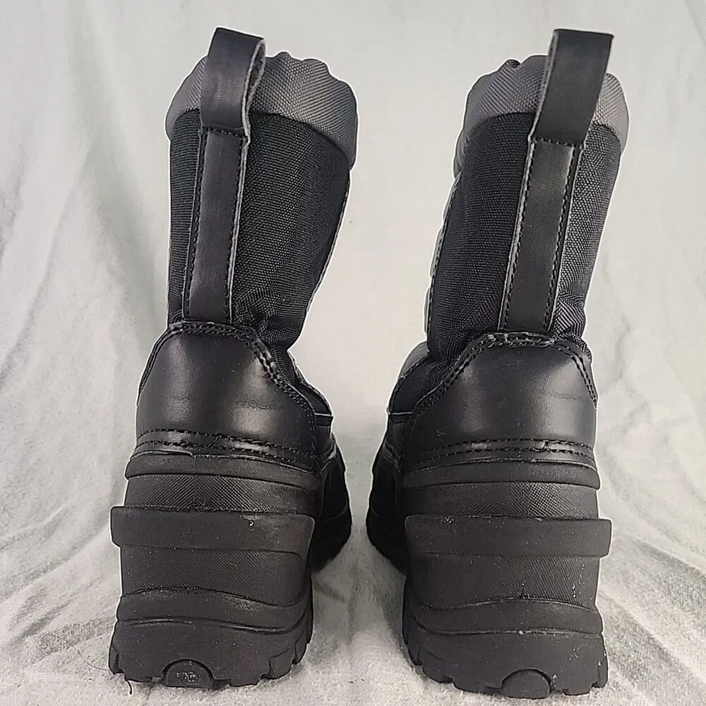 Boots Kid 3 Itasca Insulated Waterproof Canvas & Rubber Winter Snow Grey & Black